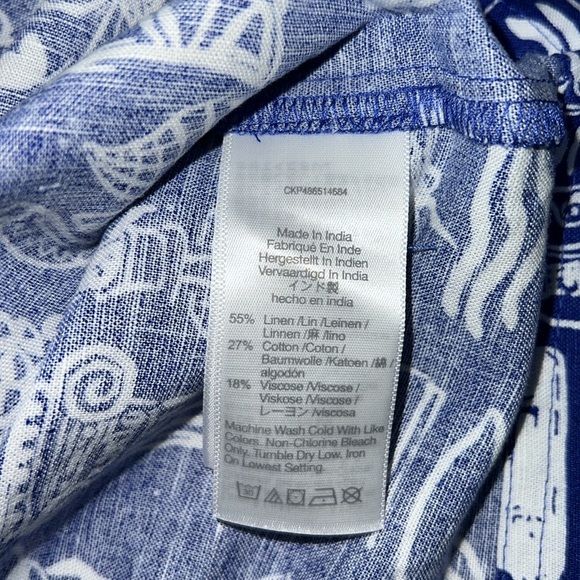 MADEWELL x Lisa Says Gah! One Shoulder Mini Dress Size 12 Linen Blue Greek Beach - Picture 11 of 12